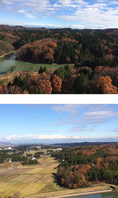 遠くに日本アルプスの
壮大な景色。（奇数部屋）